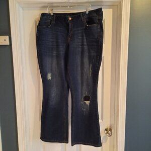 Lane Bryant Low Rise Boot Jeans Size‎ 22 Bootcut Flare Distressed Patched Boho